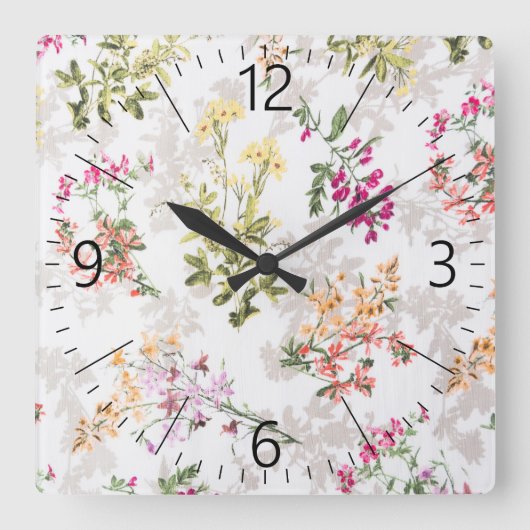 Gentle floral pattern quadratische wanduhr (Vorderseite)