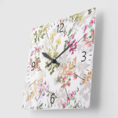 Gentle floral pattern quadratische wanduhr (Winkel)