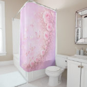 Gentle Floral Pattern – Soft Pink Roses with Soft  Duschvorhang (Beispiel)