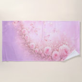 Gentle Floral Pattern – Soft Pink Roses with Soft  Strandtuch (Vorderseite)