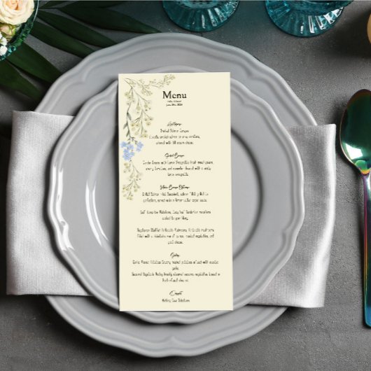Gentle Floral Wedding Menu Card Menükarte
