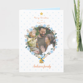 Gentle Floral Weihnachten und Neujahr Foto Urlaub Dankeskarte