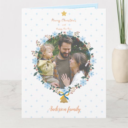 Gentle Floral Weihnachten und Neujahr Foto Urlaub Karte (Vorderseite)
