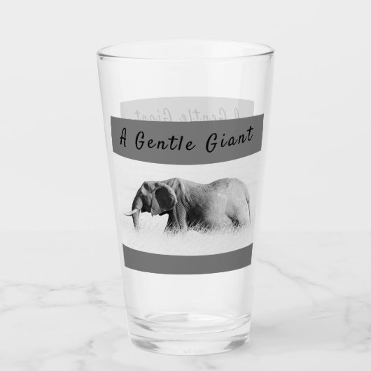 Gentle Giant Elephant Foto mit hoher Texttaste Glas (Vorderseite)