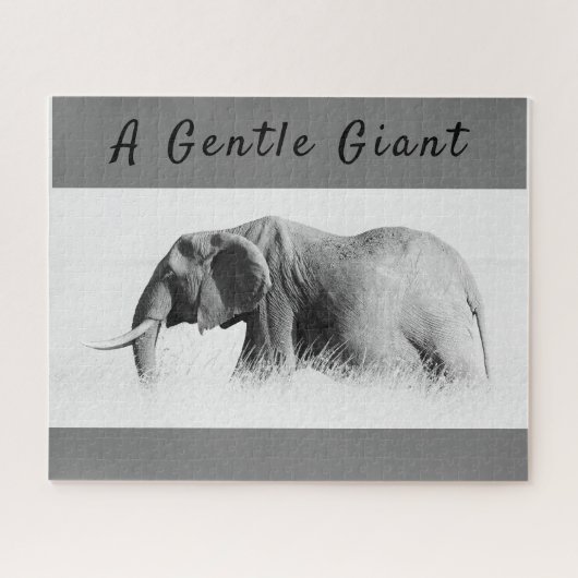 Gentle Giant Elephant Foto mit hoher Texttaste Puzzle (Horizontal)