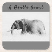 Gentle Giant Elephant Foto mit hoher Texttaste Rechteckiger Pappuntersetzer (Vorderseite)