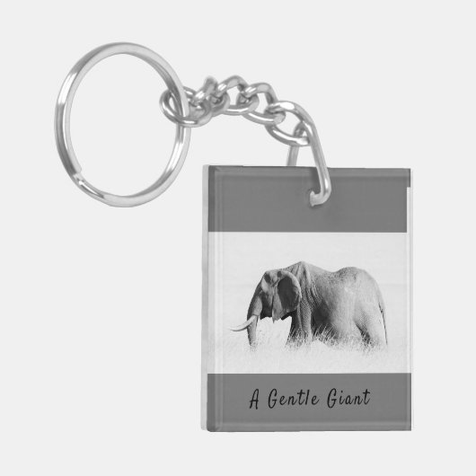 Gentle Giant Elephant Foto mit hoher Texttaste Schlüsselanhänger (Vorderseite links)