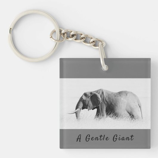 Gentle Giant Elephant Foto mit hoher Texttaste Schlüsselanhänger (Vorderseite)