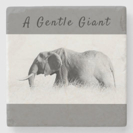 Gentle Giant Elephant Foto mit hoher Texttaste Steinuntersetzer