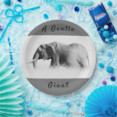 Gentle Giant Elephant high key photo with text Pappteller (Party)