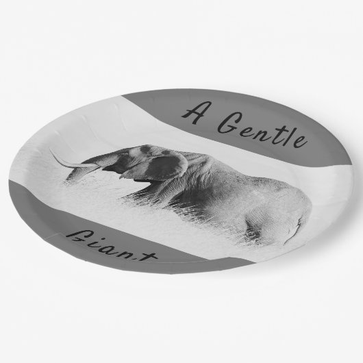 Gentle Giant Elephant high key photo with text Pappteller (Schrägansicht)