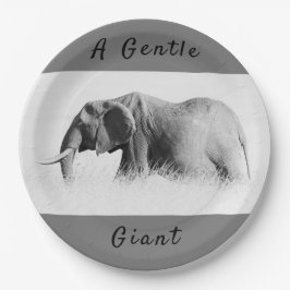 Gentle Giant Elephant high key photo with text Pappteller
