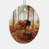 Gentle Giant - Entwurf von Hauling Logs für Pferde Keramikornament (Rechts)