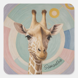 Gentle Giant: Pastel Giraffe Quadratischer Aufkleber