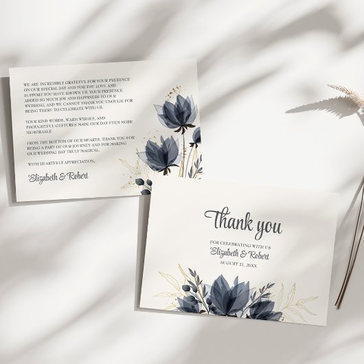 Gentle Gray Blume Wedding Dankeskarte