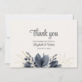 Gentle Gray Blume Wedding Dankeskarte (Vorderseite)