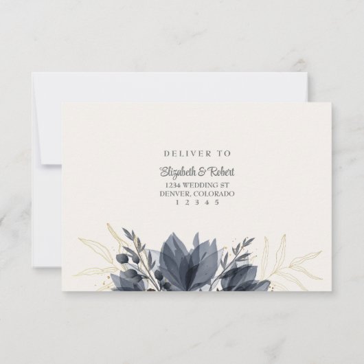 Gentle Gray Blume Wedding RSVP Card Dankeskarte (Rückseite)