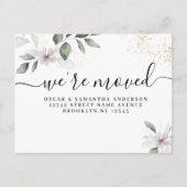 Gentle Greenery Watercolor Leaf & Blume | Gold Ankündigungspostkarte (Vorderseite)