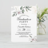 Gentle Greenery Watercolor Leaf & Blume | Gold Einladung (Stehend Vorderseite)