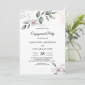 Gentle Greenery Watercolor Leaf & Blume | Gold Einladung (Stehend Vorderseite)