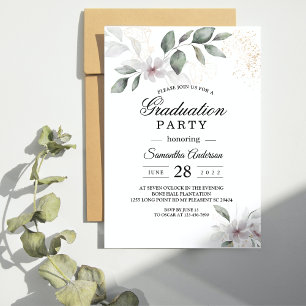 Gentle Greenery Watercolor Leaf & Blume   Gold Einladung