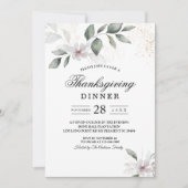 Gentle Greenery Watercolor Leaf & Blume | Gold Einladung (Vorderseite)