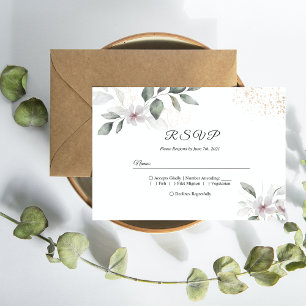 Gentle Greenery Watercolor Leaf & Blume Gold Einladungspostkarte