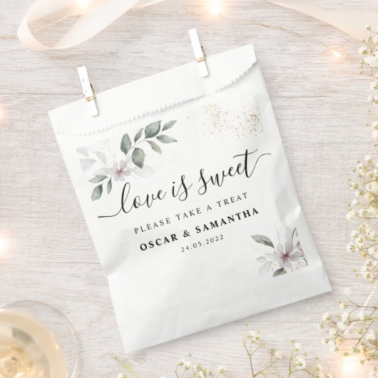 Gentle Greenery Watercolor Leaf & Blume | Gold Geschenktütchen (Ausgeschnitten)