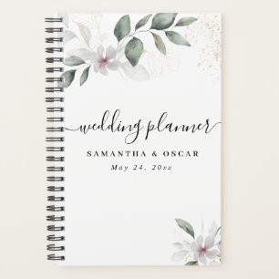 Gentle Greenery Watercolor Leaf & Blume Gold Planer