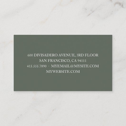 Gentle Greenery Watercolor Leaf | Goldrahmen Visitenkarte (Rückseite)