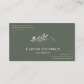 Gentle Greenery Watercolor Leaf | Goldrahmen Visitenkarte (Vorderseite)