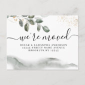 Gentle Greenery Watercolor Leaf | Goldstaub Ankündigungspostkarte (Vorderseite)