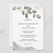 Gentle Greenery Watercolor Leaf | Goldstaub Einladung (Vorderseite)