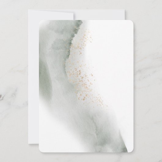 Gentle Greenery Watercolor Leaf | Goldstaub | Einladung (Rückseite)
