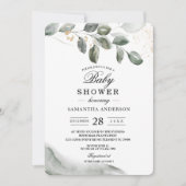 Gentle Greenery Watercolor Leaf | Goldstaub | Einladung (Vorderseite)