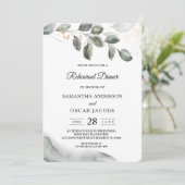 Gentle Greenery Watercolor Leaf | Goldstaub | Einladung (Stehend Vorderseite)