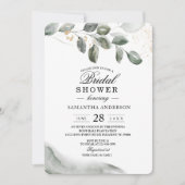 Gentle Greenery Watercolor Leaf | Goldstaub Einladung (Vorderseite)