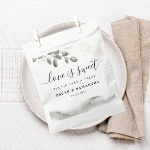 Gentle Greenery Watercolor Leaf Goldstaub Geschenktütchen