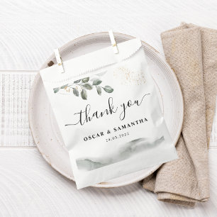 Gentle Greenery Watercolor Leaf Goldstaub Geschenktütchen