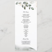 Gentle Greenery Watercolor Leaf | Goldstaub Menükarte (Rückseite)