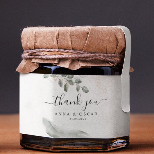 Gentle Greenery Watercolor Leaf | Goldstaub Quadratischer Aufkleber