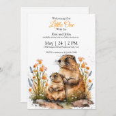 Gentle Groundhogs in a Spring Meadow Einladung (Vorne/Hinten)