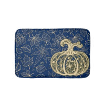 Gentle Harvest Pumpkin - Indigo Bath Mat