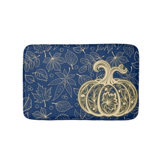 Gentle Harvest Pumpkin - Indigo Bath Mat Badematte (Vorderseite)