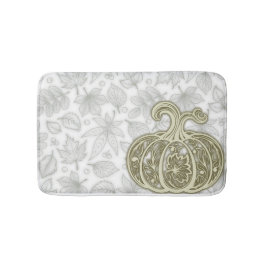 Gentle Harvest Pumpkin - White Bath Mat Badematte