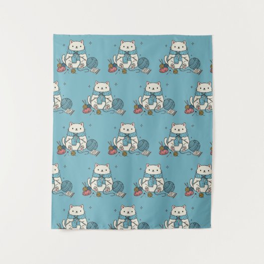 Gentle Hobby Supplies White Cat Crafter Design Wandteppich (Vorderseite)