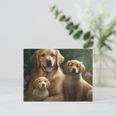Gentle Labrador Family: Mutter und Welpen Postkarte (Stehend Vorderseite)