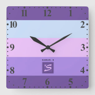 Gentle Lavender Dreams Color Palette Monogram Quadratische Wanduhr
