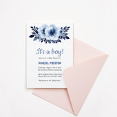 Gentle Light Blue Blume Watercolor Babydusche Einladung