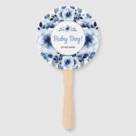 Gentle Light Blue Blume Watercolor Babydusche Fächer